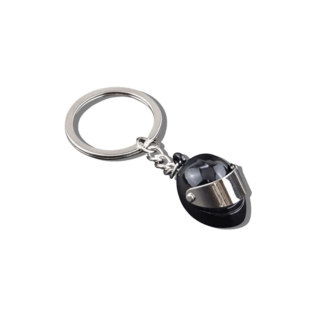 Black Motorcycle Helmet Model Key Ring