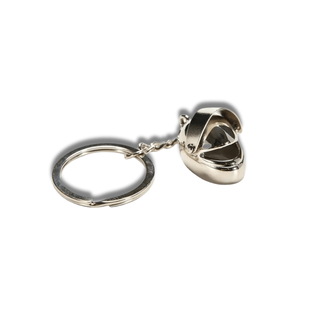Silver Motorcycle Helmet Model Key Ring
