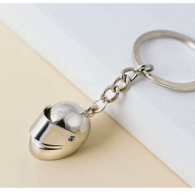 Silver Motorcycle Helmet Model Key Ring_img_2