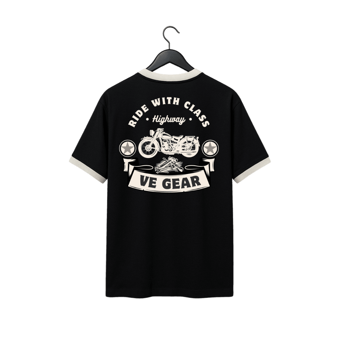 VE Gear “CLASSIC RIDER” Black and white Oversized T-shirt