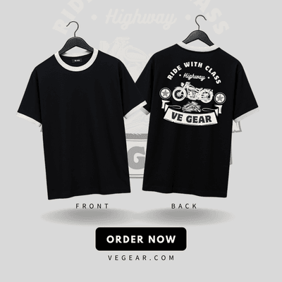 VE Gear “CLASSIC RIDER” Black and white Oversized T-shirt_img_3