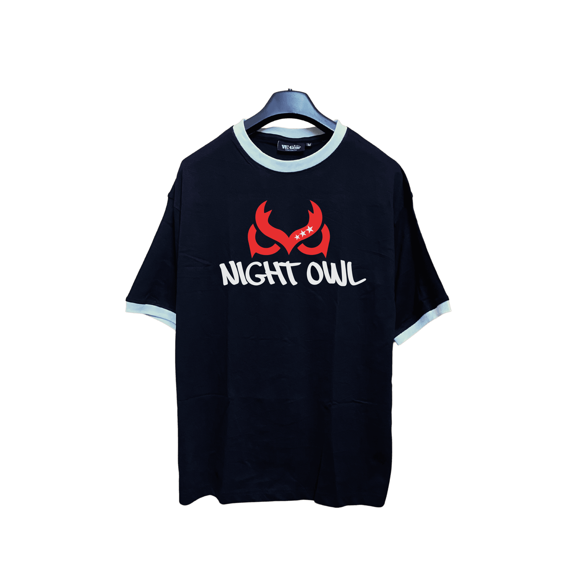 VE Gear “NIGHT OWL” Black and white Oversized Drop Sholder T-shirt