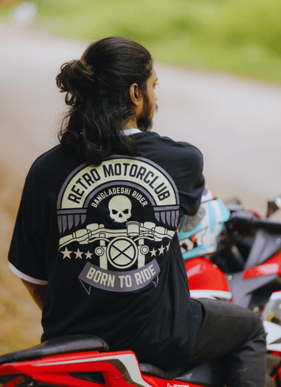 VE Gear “RETRO MOTORCLUB” Black and White Oversized Drop Shoulder T-shirt_img_3