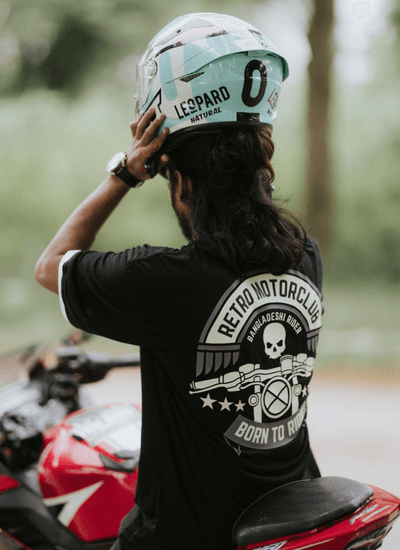 VE Gear “RETRO MOTORCLUB” Black and White Oversized Drop Shoulder T-shirt_img_6