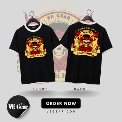 VE Gear “DEATH RIDER” Black and white Oversized T-shirt_img_5