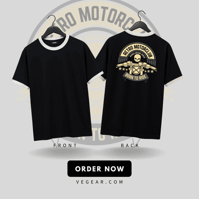 VE Gear “RETRO MOTORCLUB” Black and White Oversized Drop Shoulder T-shirt_img_5