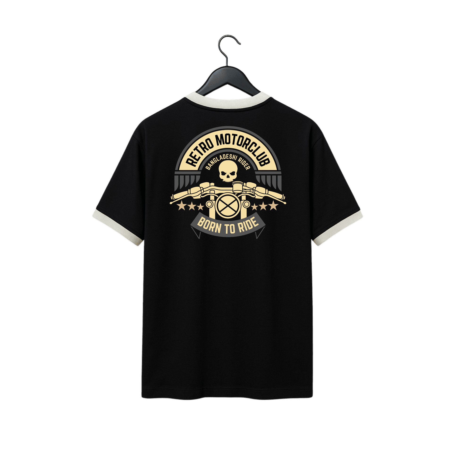 VE Gear “RETRO MOTORCLUB” Black and White Oversized Drop Shoulder T-shirt