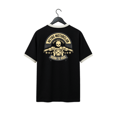 VE Gear “RETRO MOTORCLUB” Black and White Oversized Drop Shoulder T-shirt_img_0